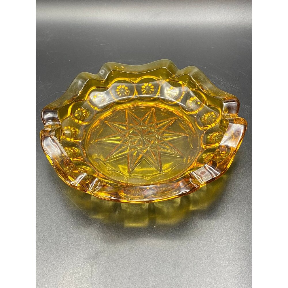 Amber Moon n Star Ashtray L.E. Smith